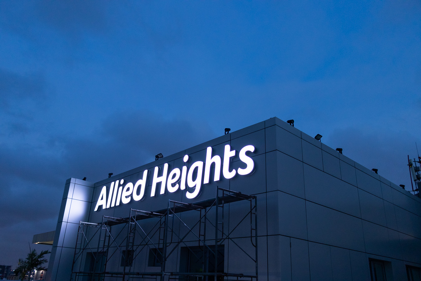 Allied Heights: 3D Building Logo for Allied Oil Marketing Company: signage project by White Beam Concepts, Ghana — 3D Logo, Building Signage