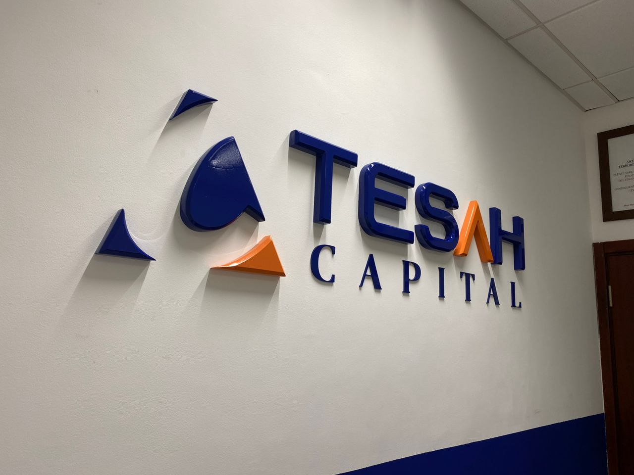 Tesah Capital: Corporate 3D Signage for Tesah Capital: signage project by White Beam Concepts, Ghana — 3D Lettering, Corporate Signage